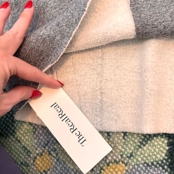 Alala Bell Sleeve Raw Edge velvet stripe Sweatshirt Activewear Top Grey XS - Picture 10 of 10